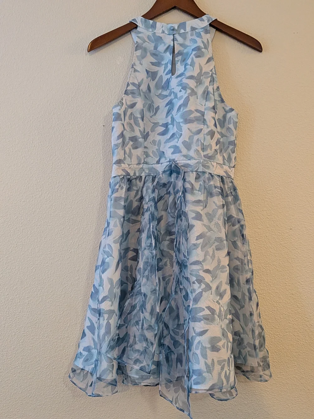 Lauren Conrad Cinderella Light Blue Leaf-Print Halter Party Dress Disney